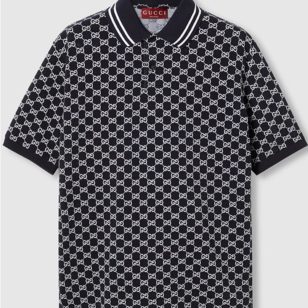 Gucci Blue and cream Polo Shirt with Classic Design